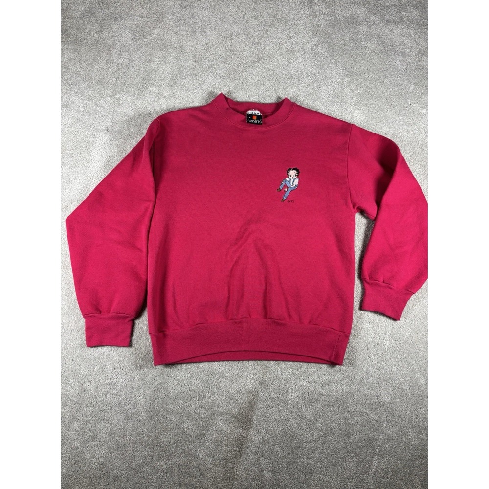 Vintage Betty‎ Boop 1990s Sweatshirt Size M Medium Signal Sports Pink Sweater